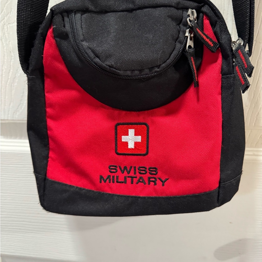 Swiss Red and Black Messenger Bag with Swiss Cross